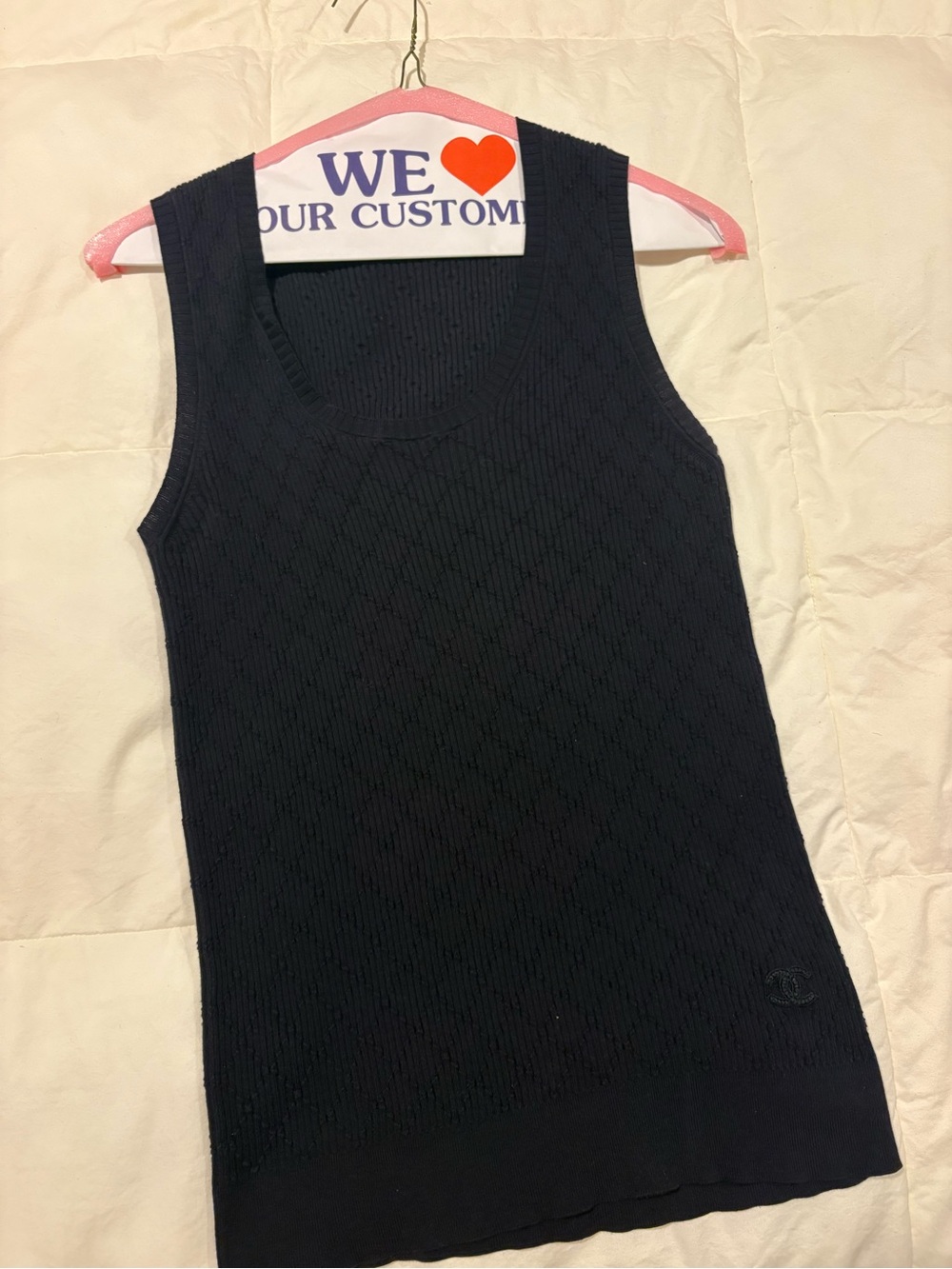 Vintage Chanel Ribbed tank Navy blue